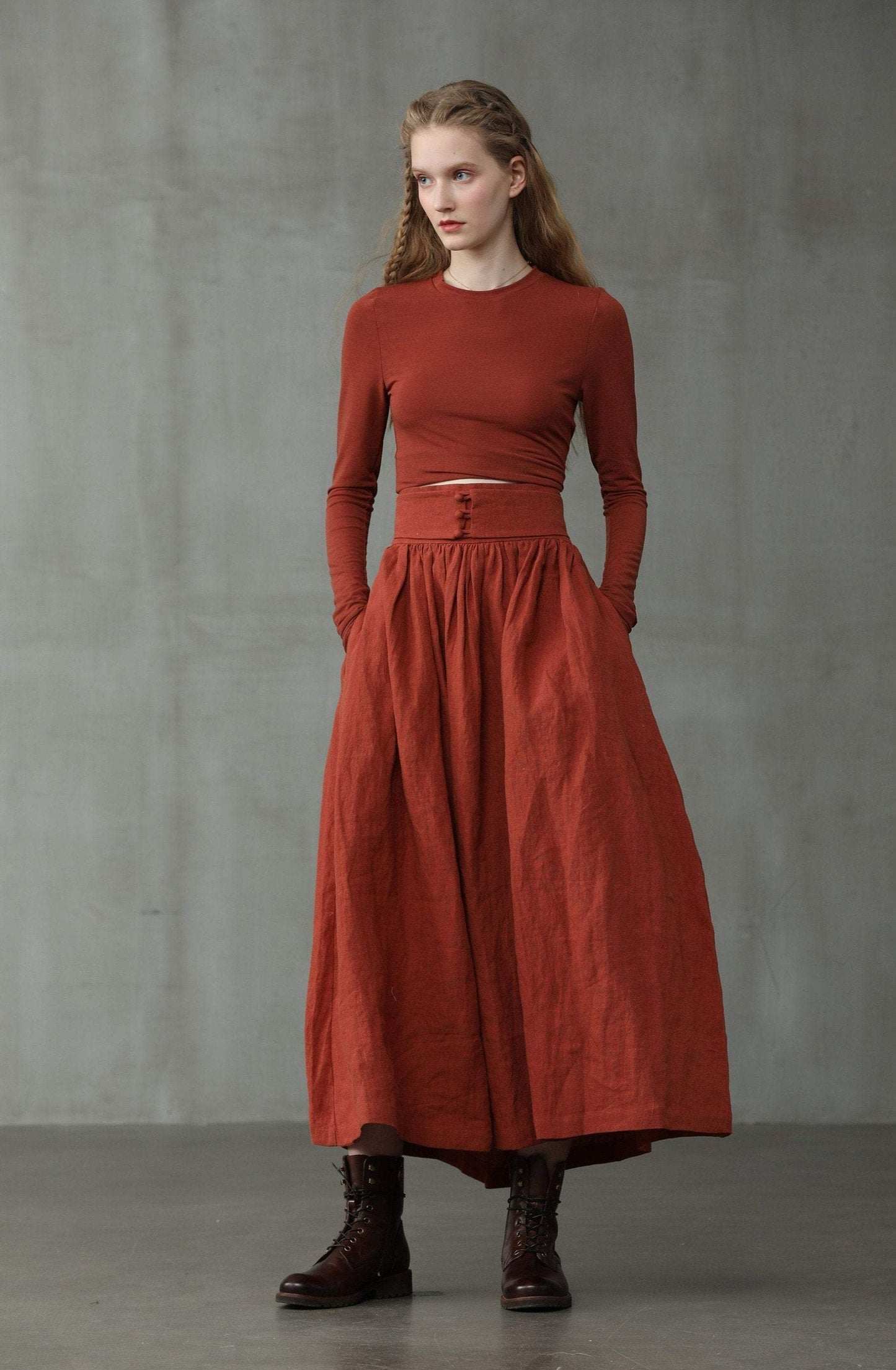 heavy linen skirt