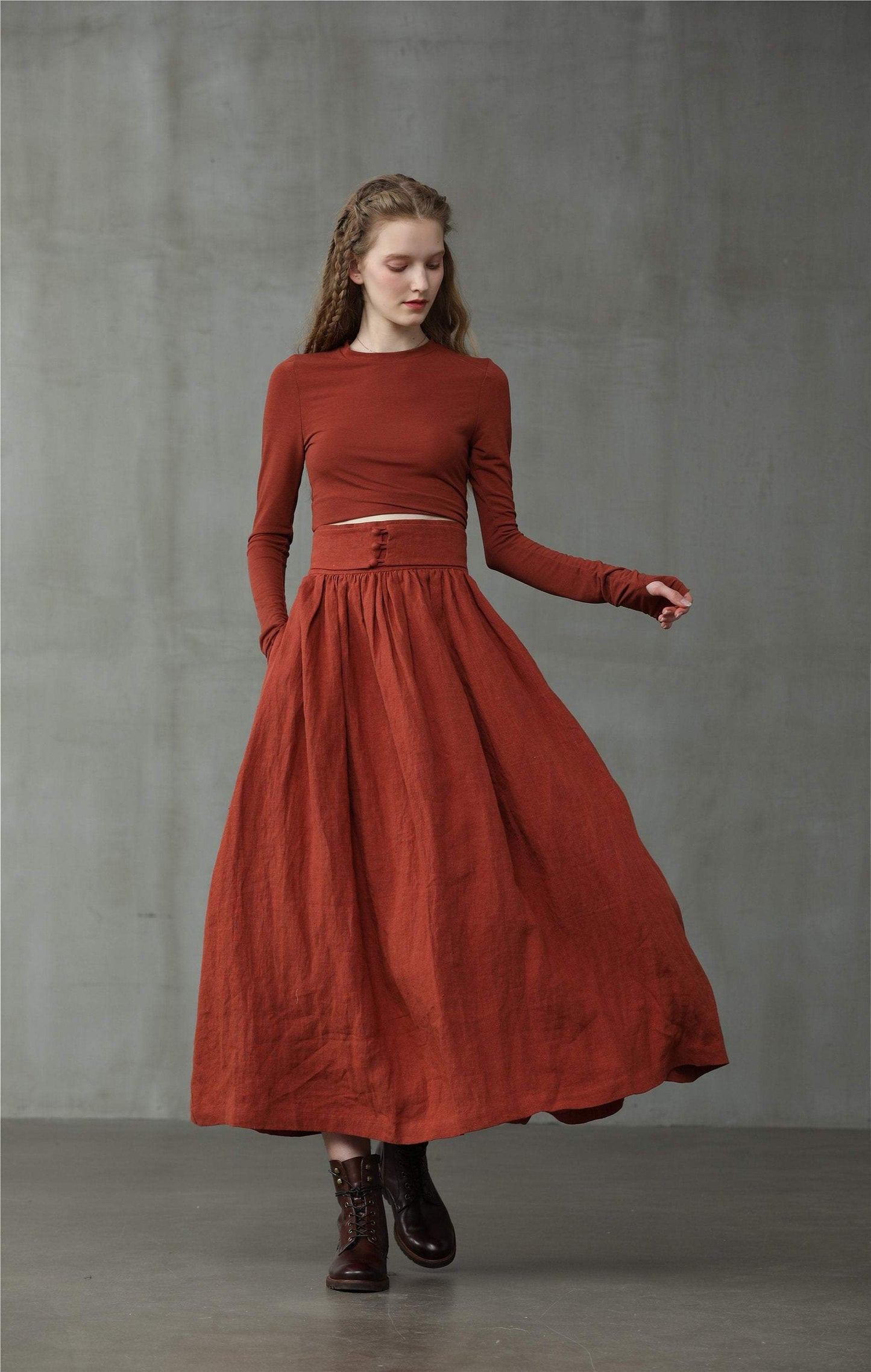 heavy linen skirt