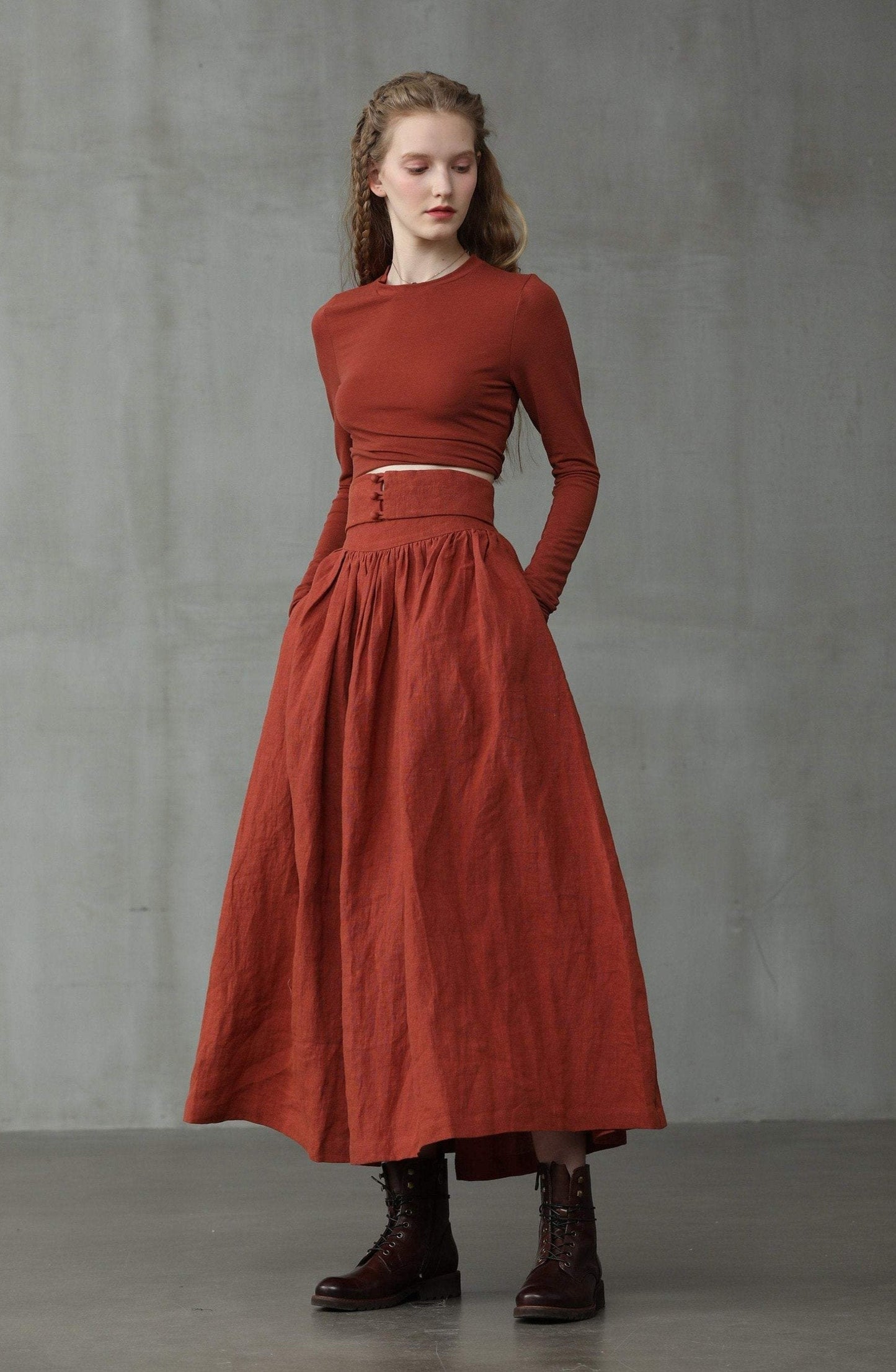 heavy linen skirt