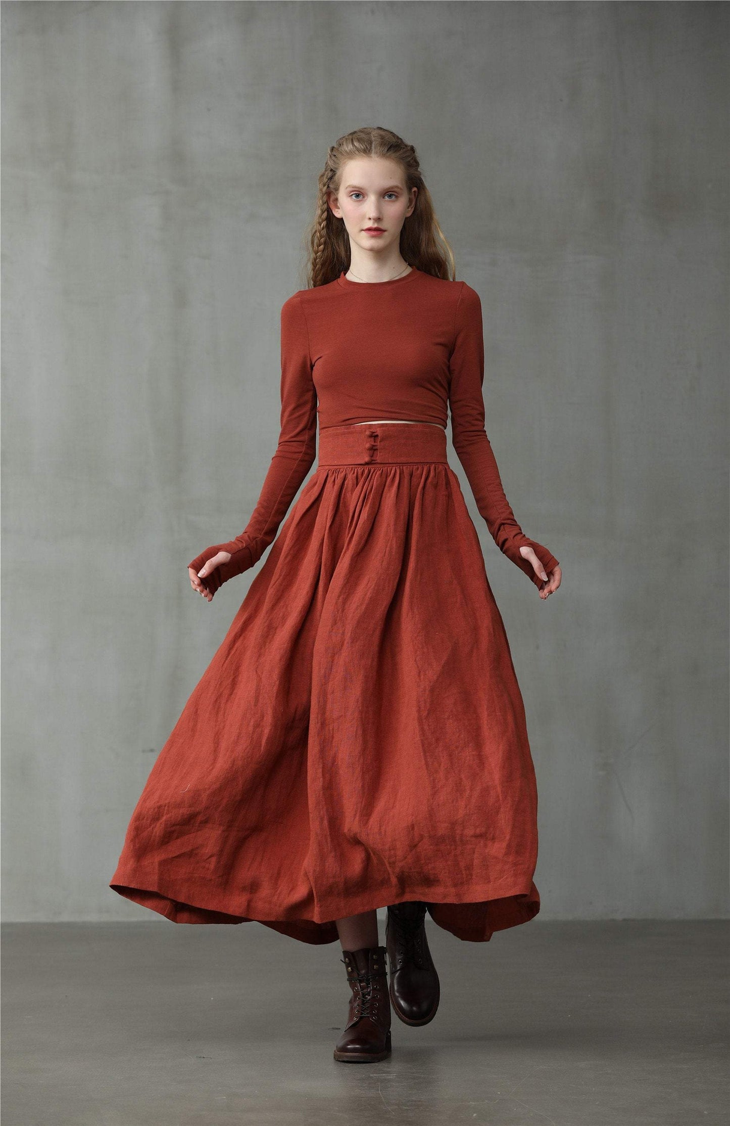 heavy linen skirt