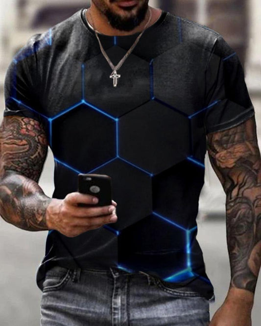 Men New Print Casual T-shirt-09