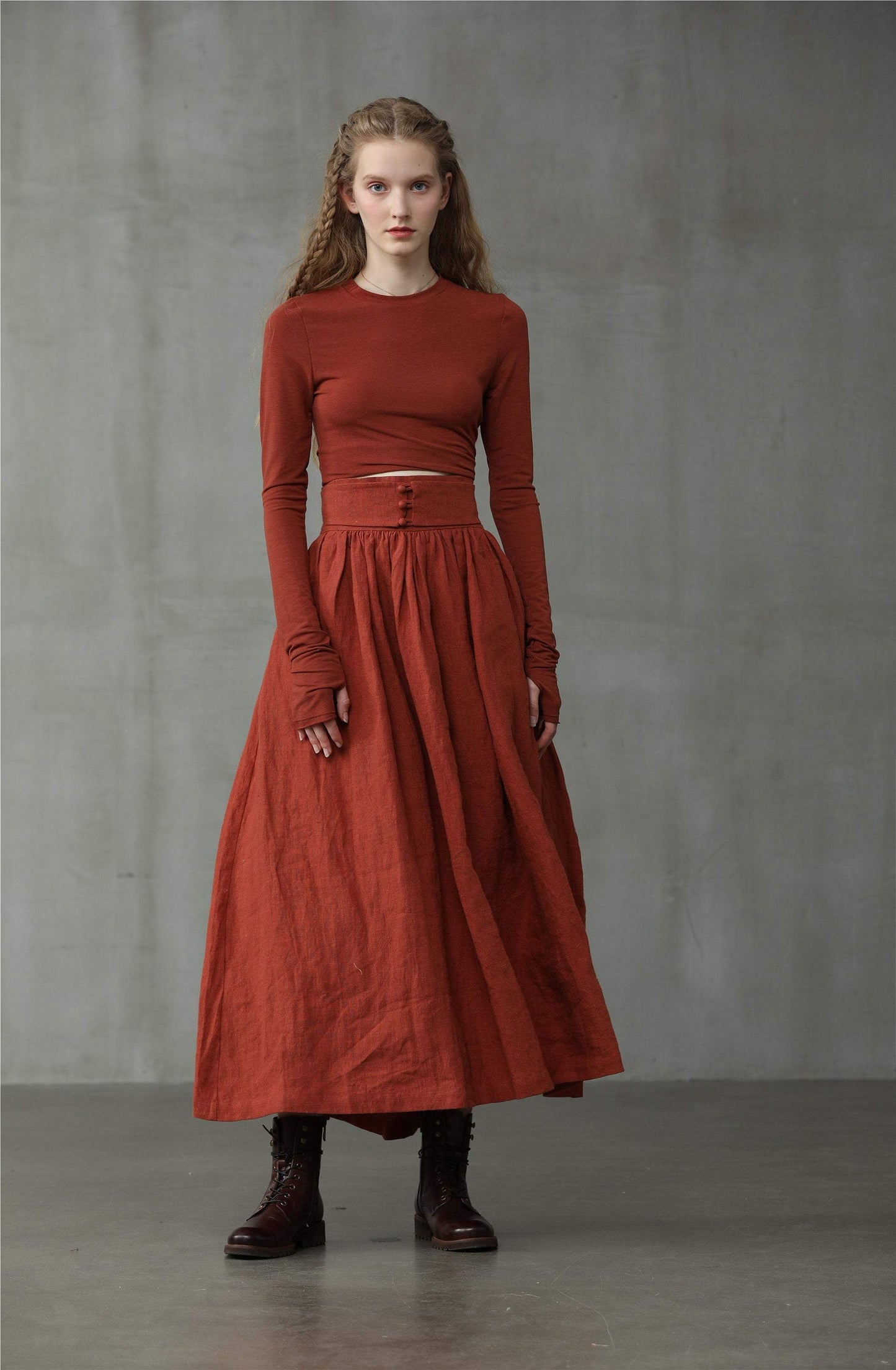 heavy linen skirt
