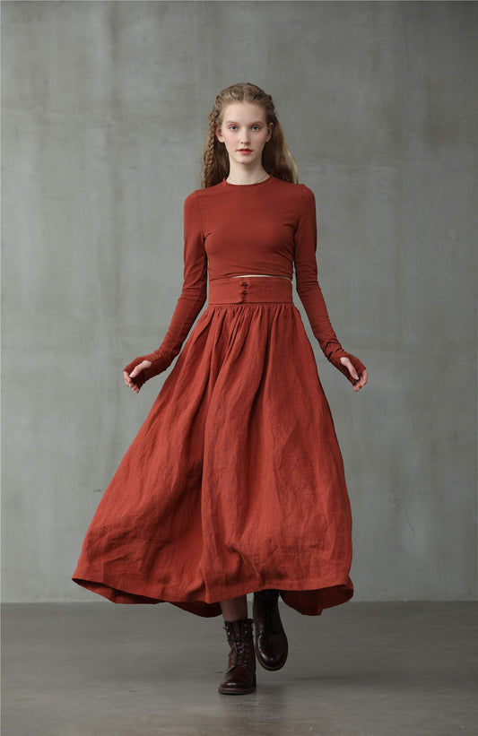 heavy linen skirt